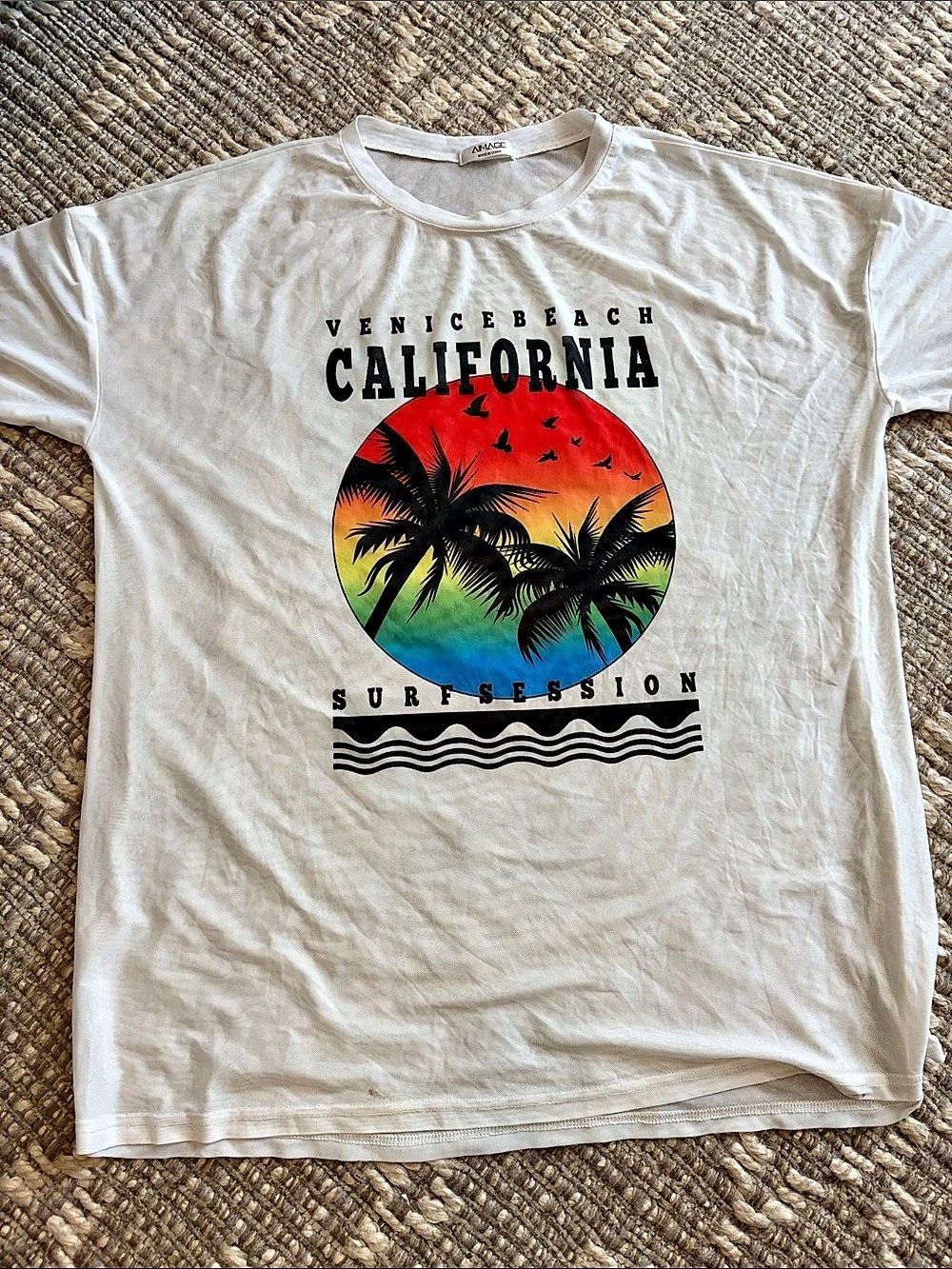 AMAGE Graphic California Tee in White Size Large